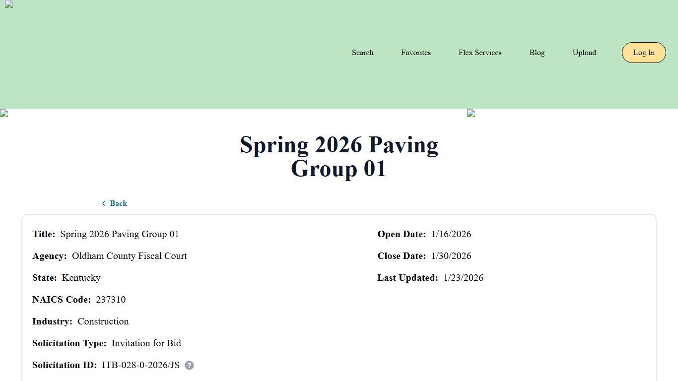 Spring 2026 Paving Group 01 Bid Banana